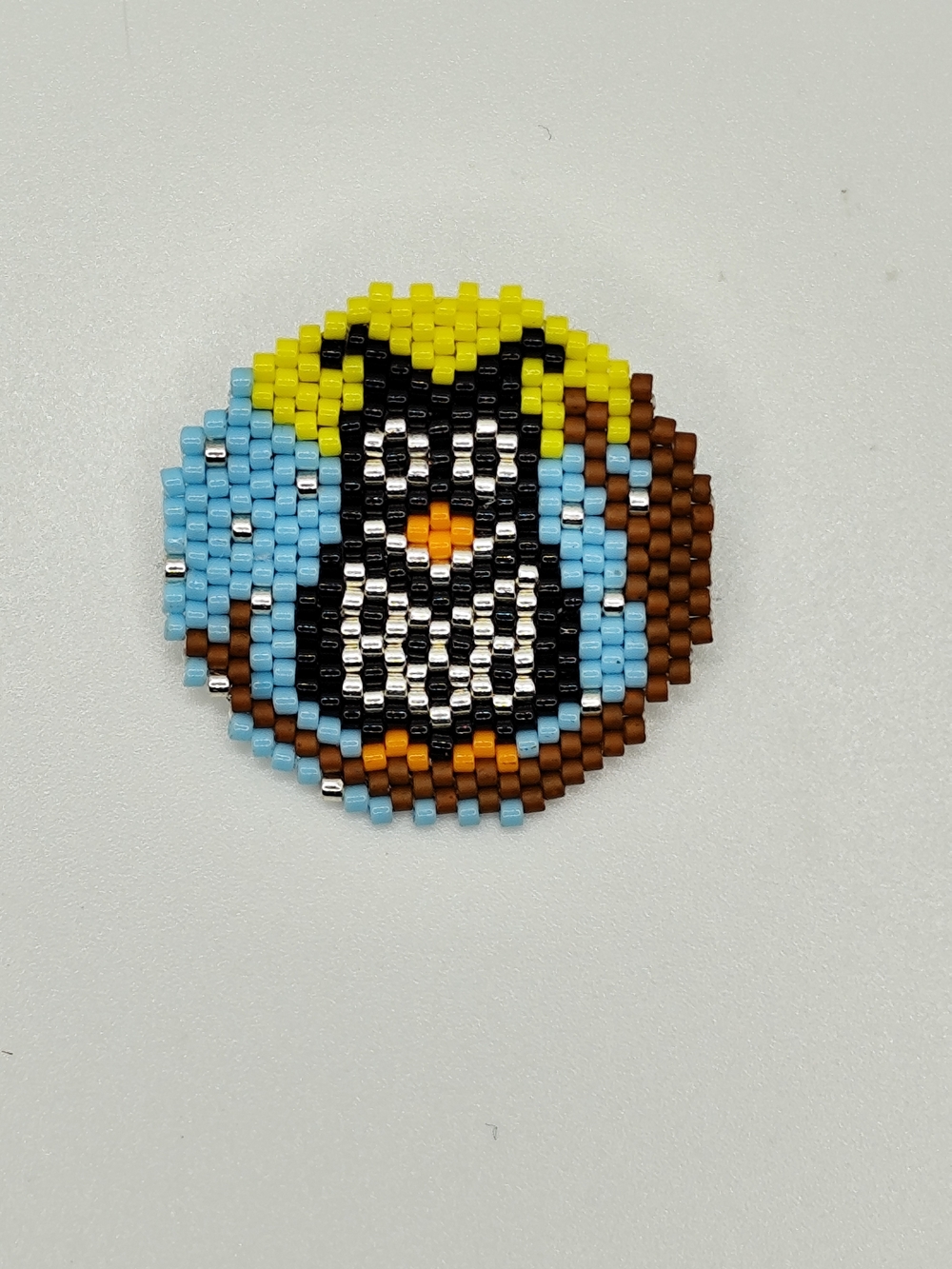 Handmade Seed Beaded Halloween Pin Owl